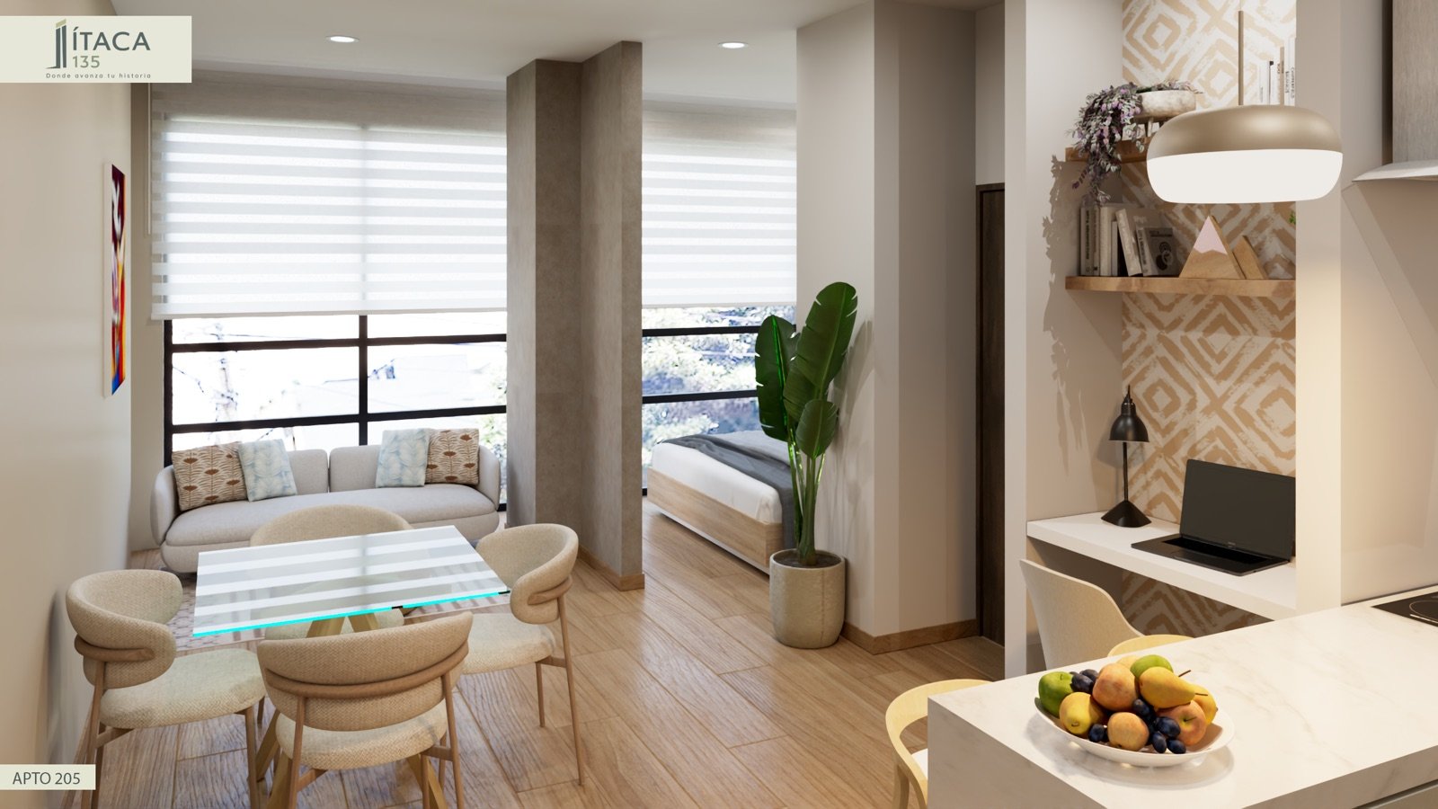 Render interior Apto 205