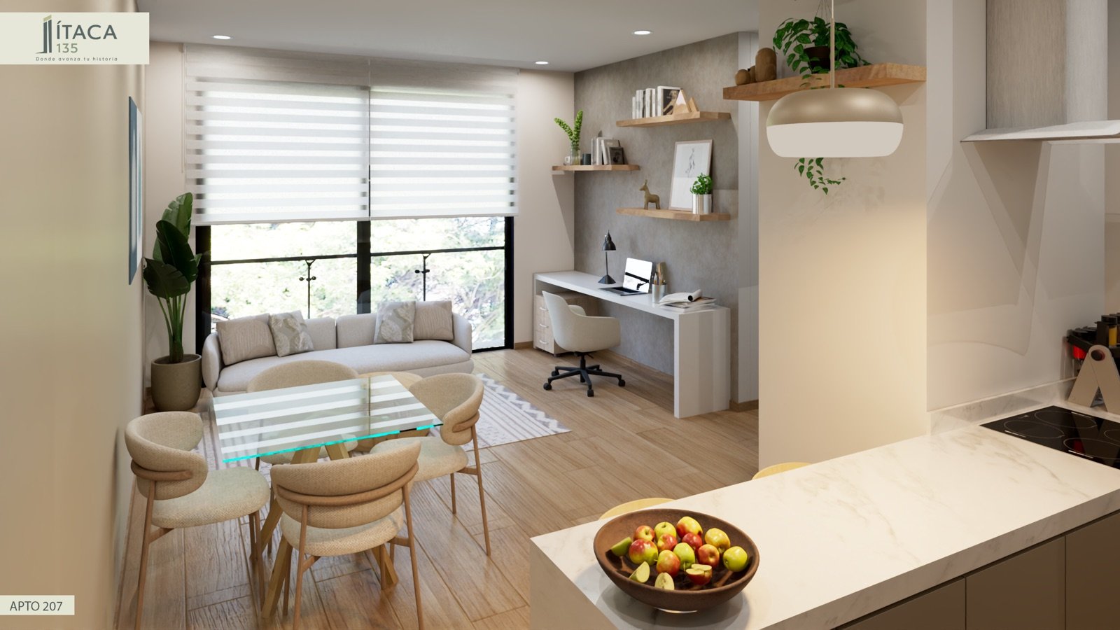 Render interior Apto 207