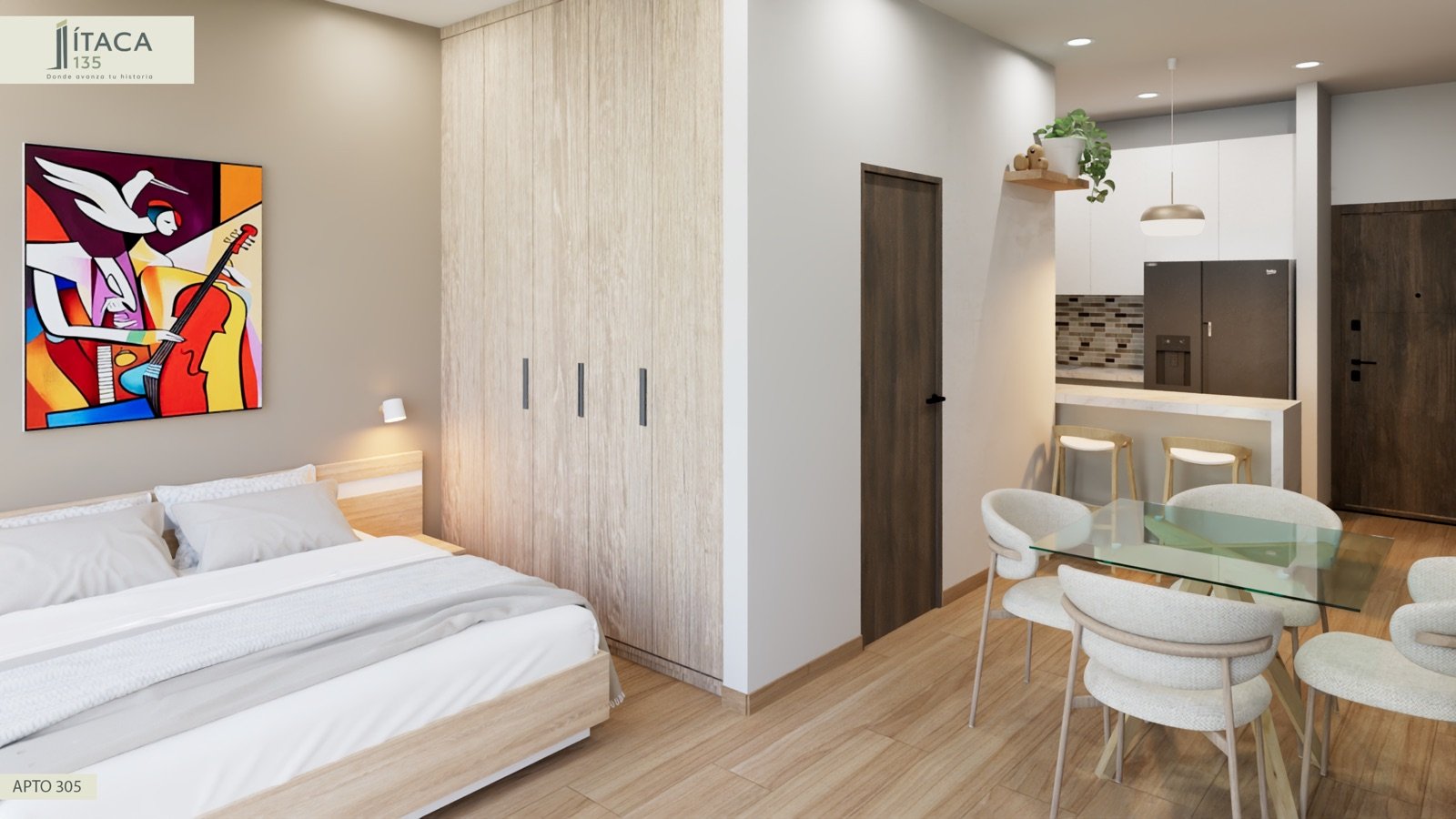 Render interior Apto 305