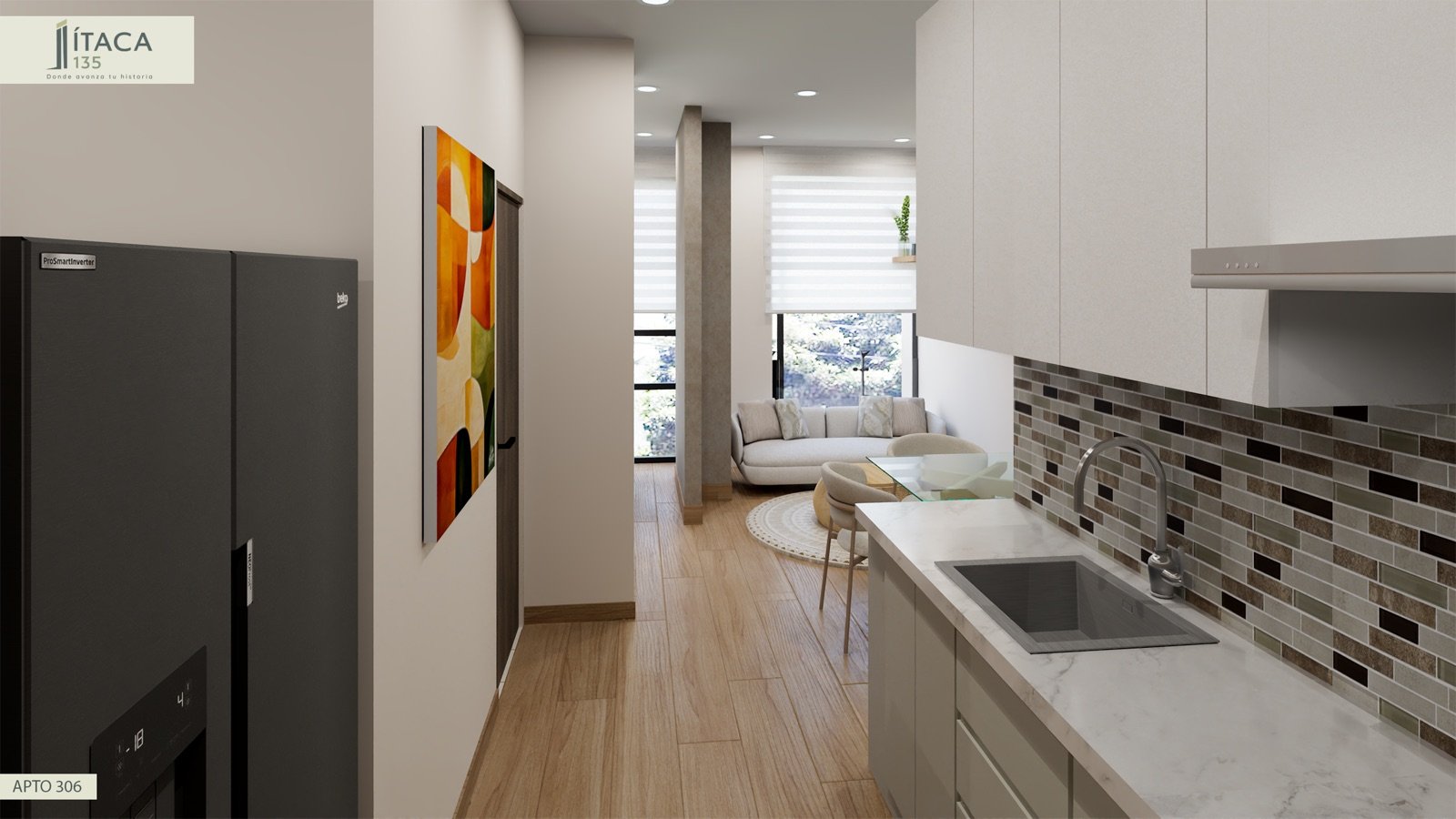 Render interior Apto 306