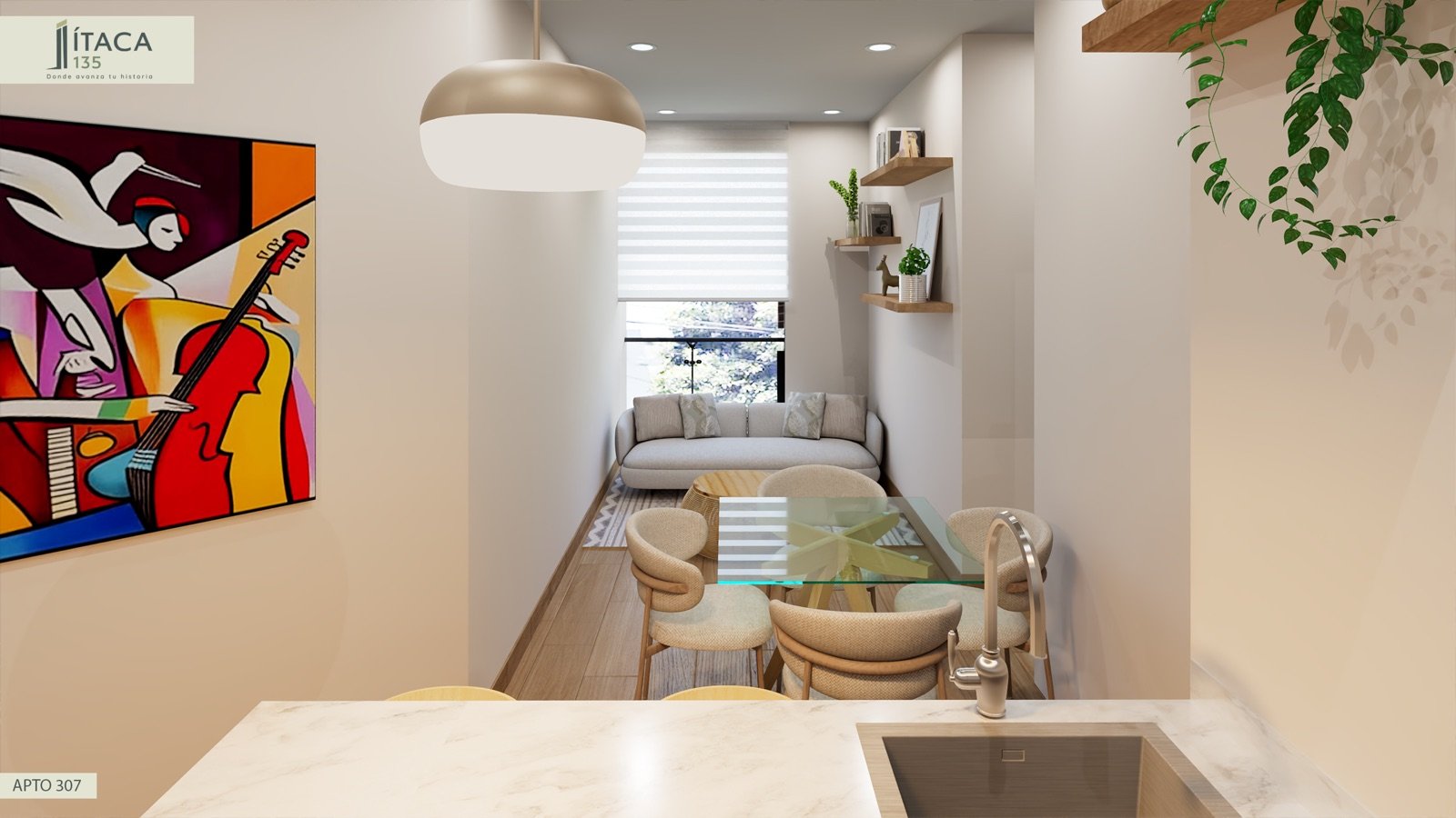 Render interior Apto 307
