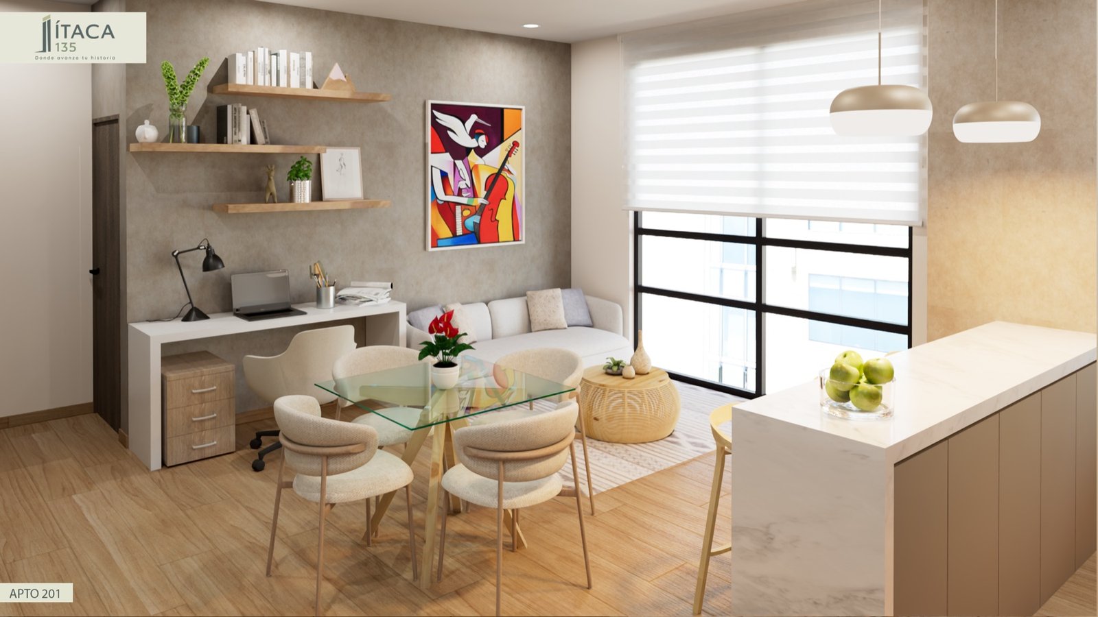Render interior Apto 201