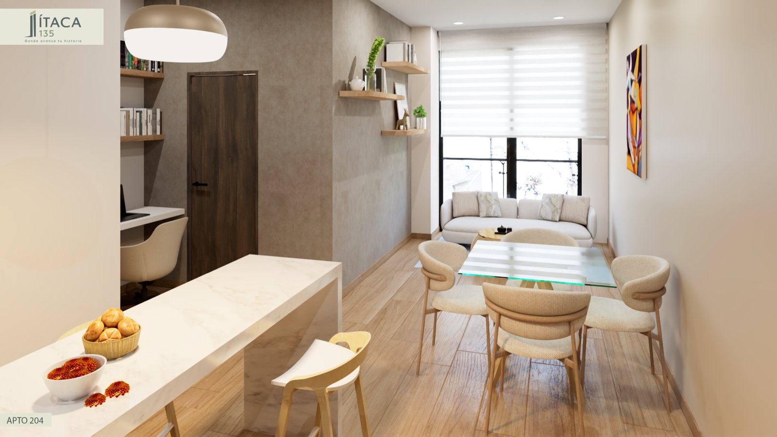 Render interior Apto 204